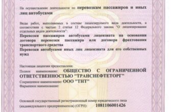 Лицензия на перевозку пассажиров ТНТ